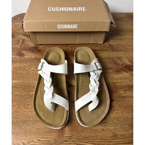 Cushionaire Women's Libby Cork Footbed Sandal with +Comfort, White, Size 11 M